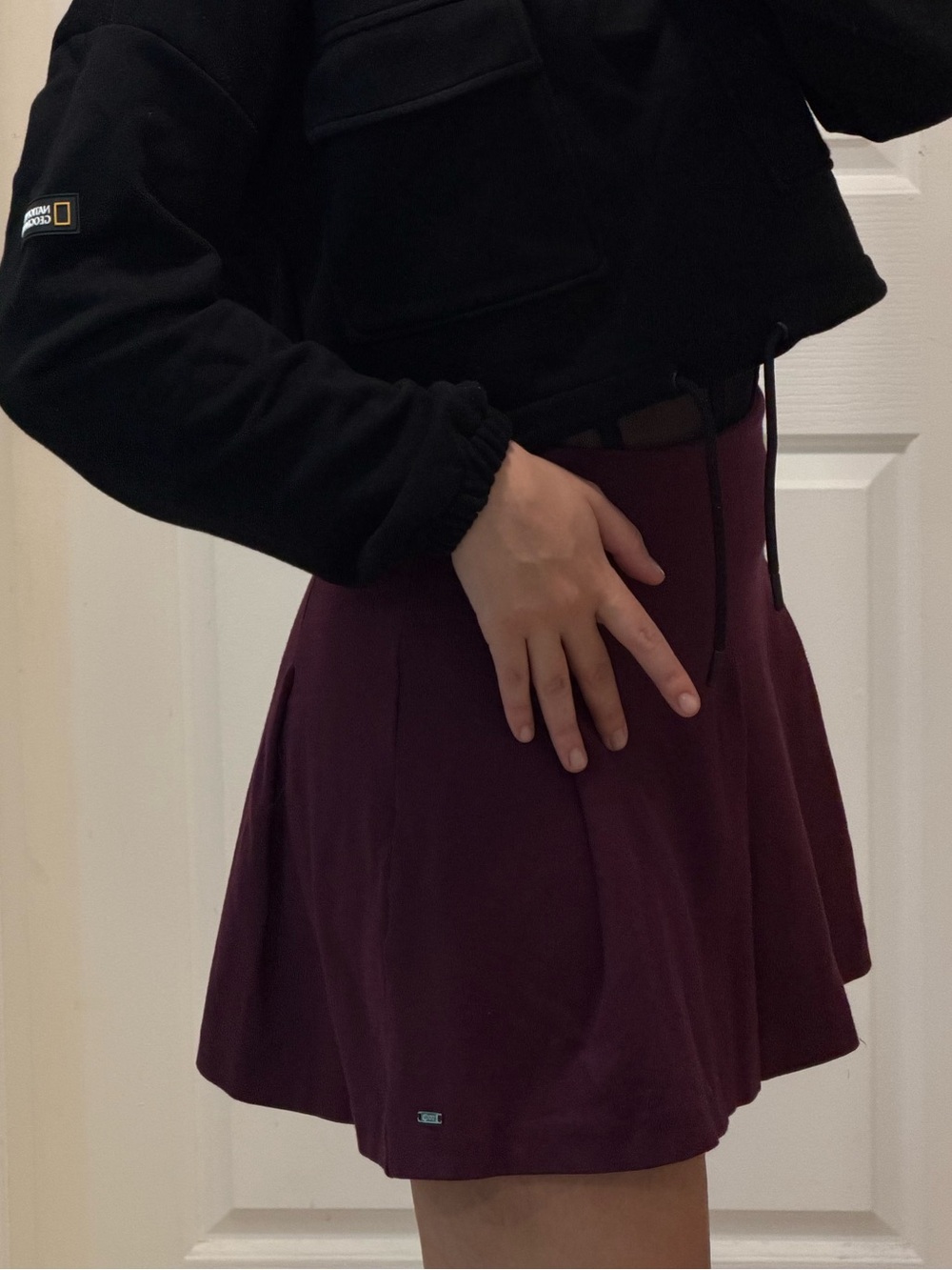 Mini Skirt in Deep Plum - Elegant A-Line Style